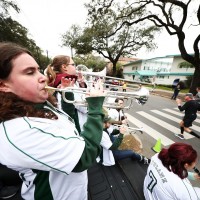 Runners are greeted by the Tulane University&#039;s Brass Band on the side of St. Charles Avenue as they embark on their 26.2-mile journey on Sunday at the 2019 Humana Rock &#039;n&#039; Roll New Orleans Marathon &amp; ½ Marathon (Photo Credit: Al Bello/Getty Images for Roc