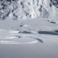 Skitour Murkarspitze 05: Blick zurück vom Steilhang in den Talboden.