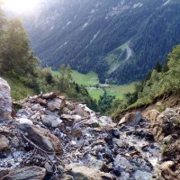 Habicht Normalweg 05: Querung eines kleinen Wasserfalles
