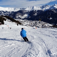 Skifahrer in Serfaus Fiss Ladis (Tirol)