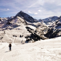 Pirchkogel Skitour 02: Je nach Schneesituation erfolgt der Aufstieg über die Piste oder auch abseits.