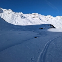 Eiskögele Skitour 03: Blick zurück zur Schönwieshütte.