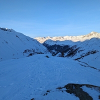 Eiskögele Skitour 38: Am Ende des Zwischenaufstieges oberhalb der Schönwieshütte.