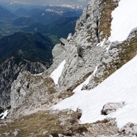 Großer Buchstein - Westgrat (41) Beginn des Abstieges über den Klettersteig
