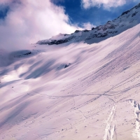 Hoher Riffler 03: Der Übergang vom Tuxer Fernerhaus nach links zum eigentlichen Skitourenaufstieg.