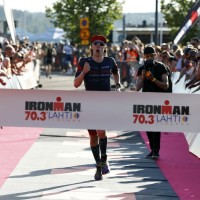 Juuso Manninen claiming victory at the 2021 IRONMAN 70.3 Finland.  Getty Images for IRONMAN