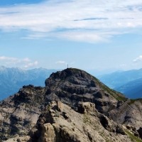Lustige Bergler Steig 17: Kurz vor der Marchreisenspitze blick zurück auf den Ampferstein