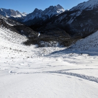 Skitour Tagweidkopf 05: Im ersten Abschnitt nach der Waldgrenze.