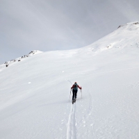 Skitour Tschachaun 13: Kurzes Anfellen und Aufsteigen auf der Westseite, um über das Faselfelljöchel wieder retour in das Tal zu kommen.