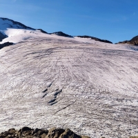 Similaun Hochtour 16: Blick vom Ende des Marzellkammes auf den Gletscheraufstieg mit Similaun