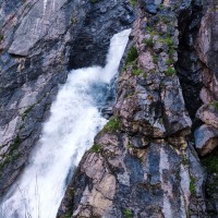 Hochfrottspitze-Überschreitung 04: Der Wasserfall mit einigen Klettersteigen