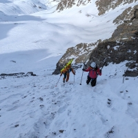 Skitour Schöntalspitze 14: Blick zurück. Es ist die einzige steile Passage der Tour.