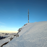 Skitour Nördlicher Lehner Grieskogel 08: Geschafft, zum Sonnenunterang am Gipfel.