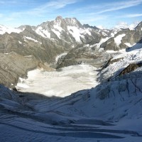 Eiger-Überschreitung-via-Mittellegigrat-2: Bei der Staion Eismeer kommt man vom Stollen 4 zum Stollenloch, wo die alpine Tour beginnt